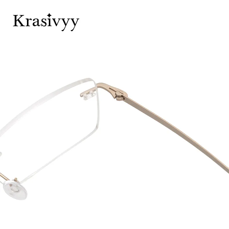 Krasivyy Men's Rimless Square Screwless Titanium Eyeglasses Kr5007