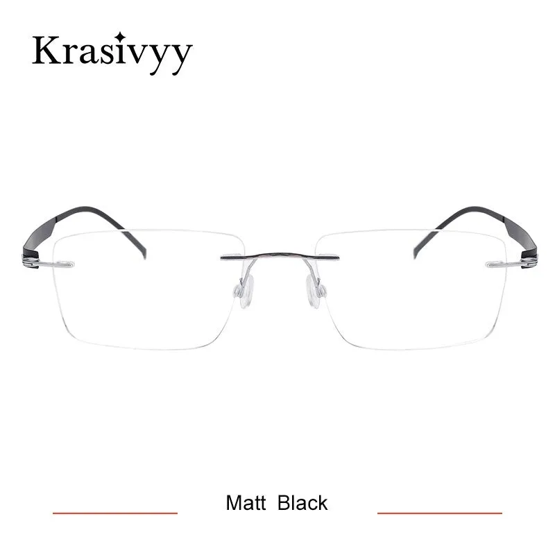 Krasivyy Men's Rimless Square Screwless Titanium  Eyeglasses Kr5017