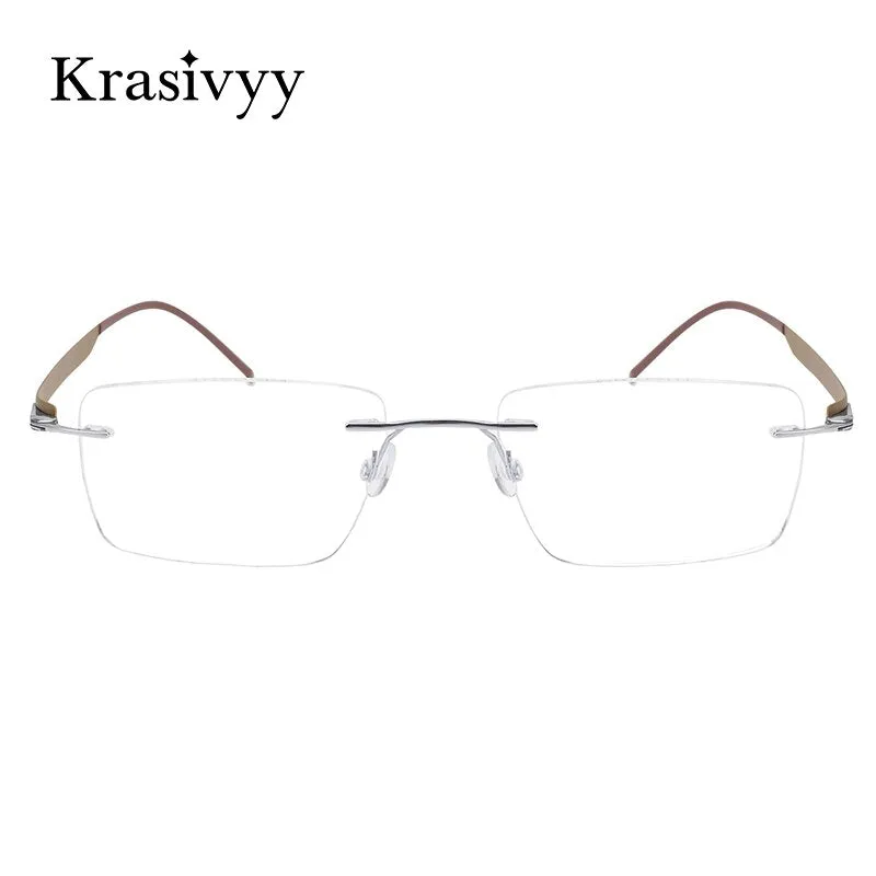 Krasivyy Men's Rimless Square Screwless Titanium  Eyeglasses Kr5017