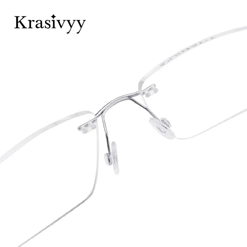 Krasivyy Men's Rimless Square Screwless Titanium  Eyeglasses Kr5017