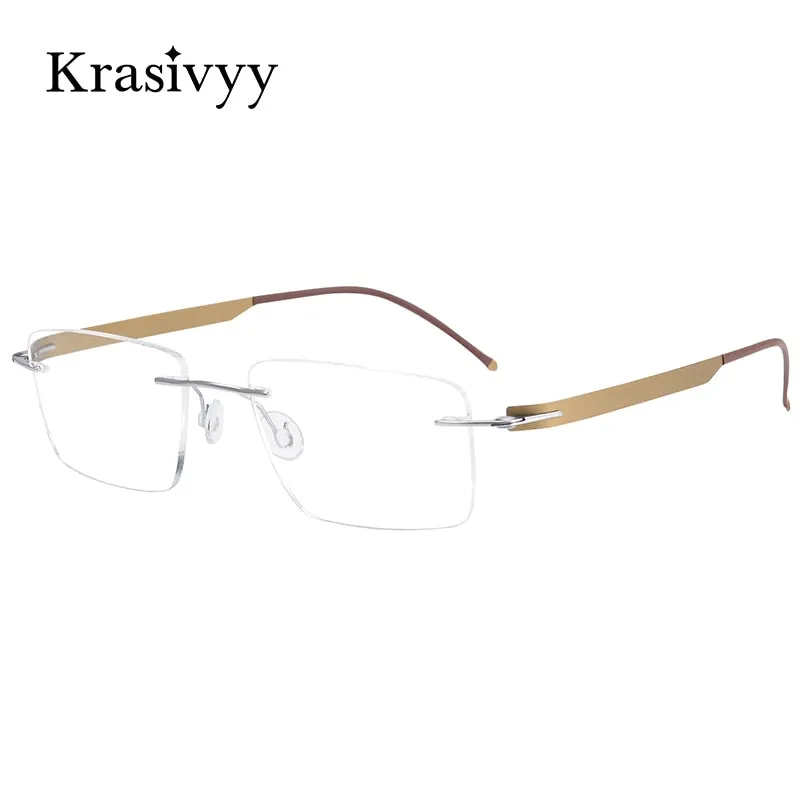 Krasivyy Men's Rimless Square Screwless Titanium  Eyeglasses Kr5017