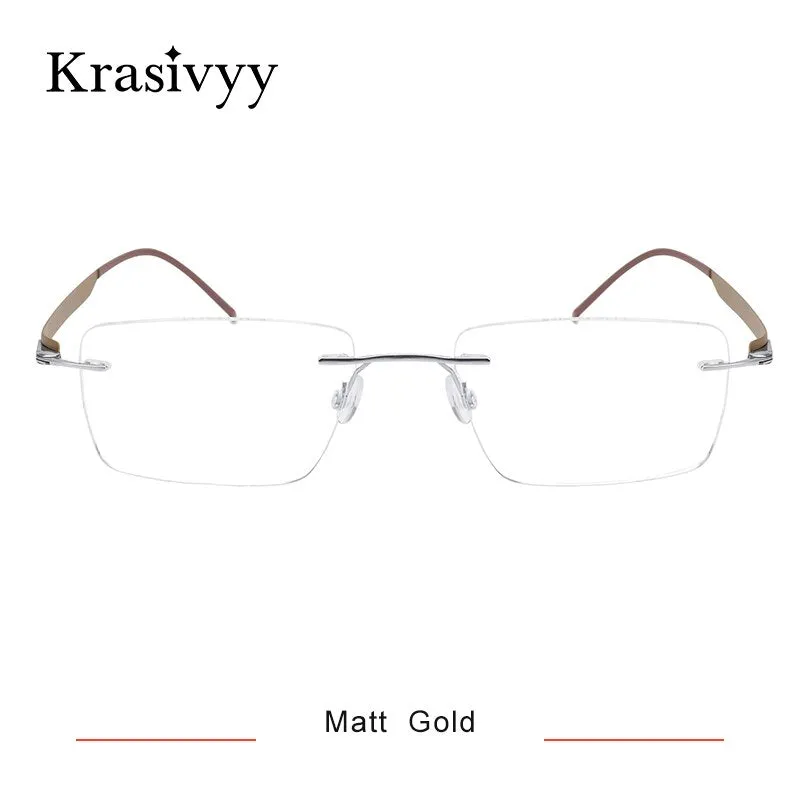 Krasivyy Men's Rimless Square Screwless Titanium  Eyeglasses Kr5017