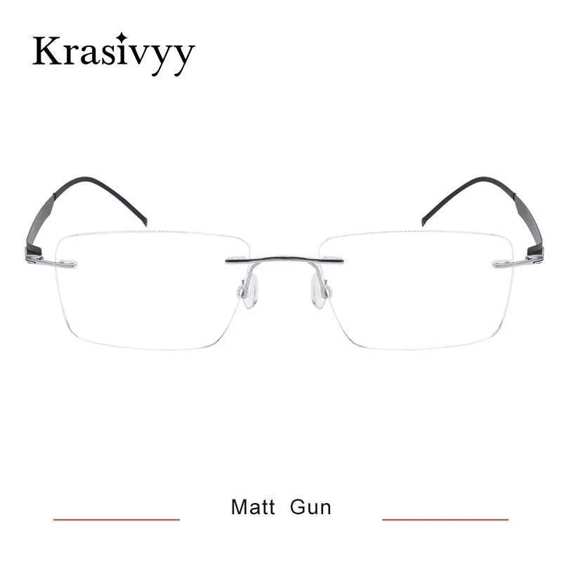 Krasivyy Men's Rimless Square Screwless Titanium  Eyeglasses Kr5017