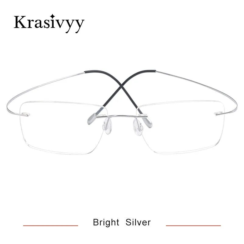 Krasivyy Men's Rimless Square Titanium Eyeglasses Kr6064