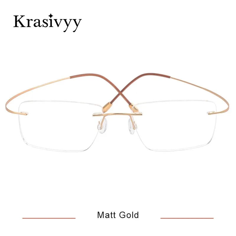 Krasivyy Men's Rimless Square Titanium Eyeglasses Kr6064