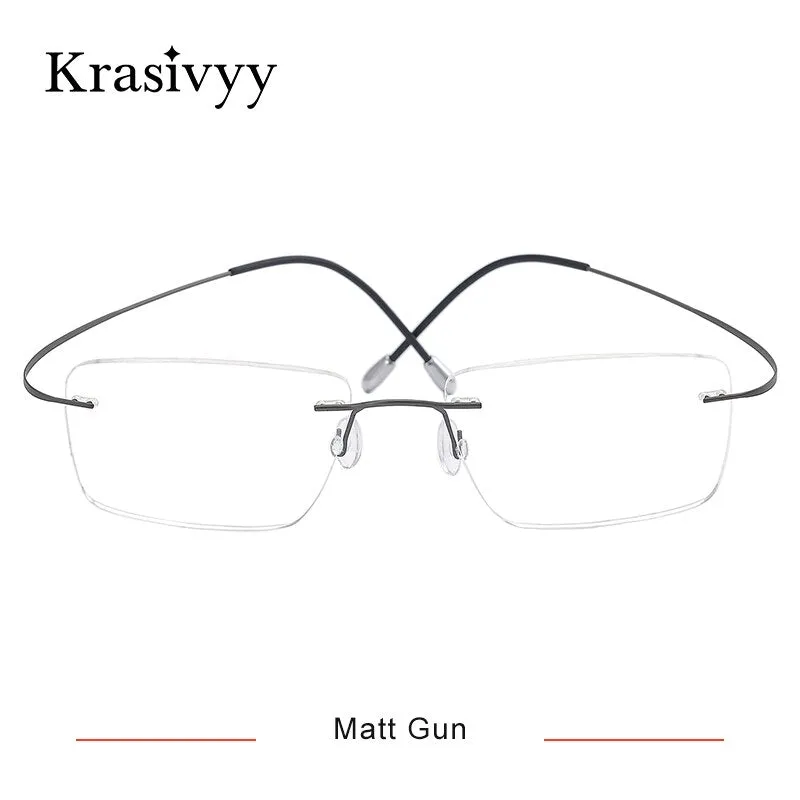 Krasivyy Men's Rimless Square Titanium Eyeglasses Kr6064