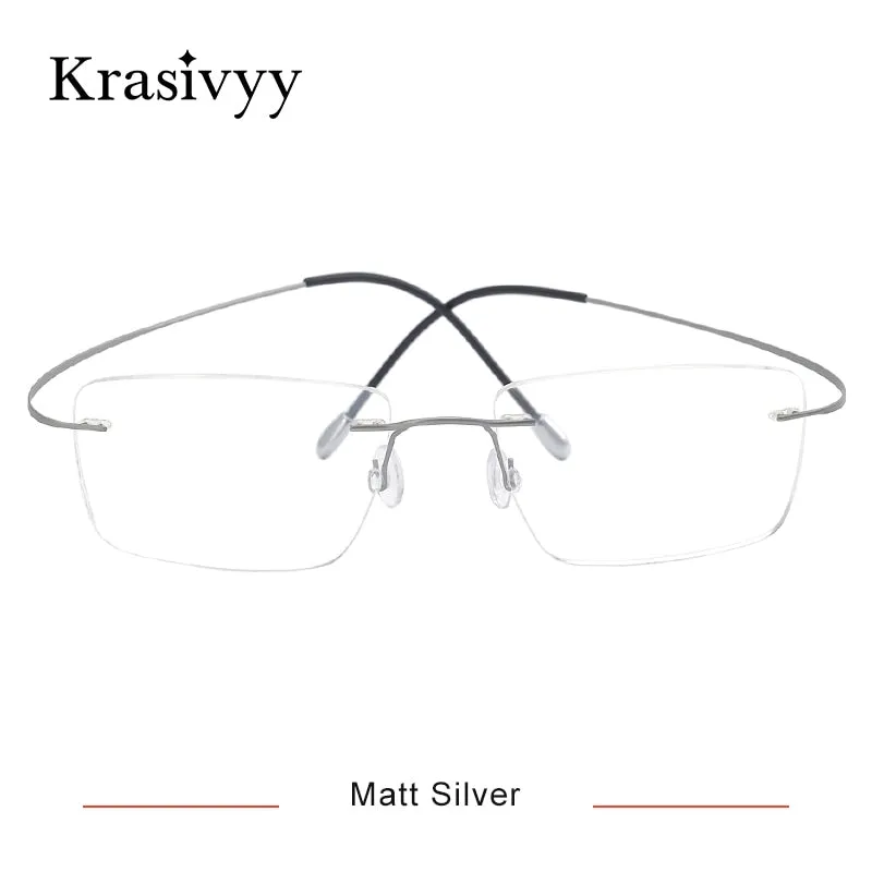 Krasivyy Men's Rimless Square Titanium Eyeglasses Kr6064