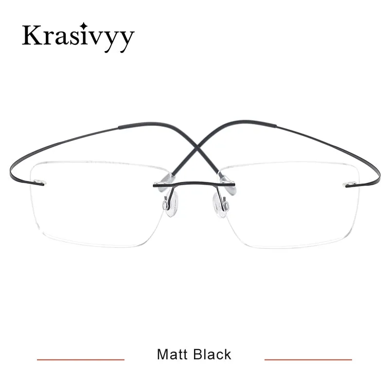 Krasivyy Men's Rimless Square Titanium Eyeglasses Kr6064