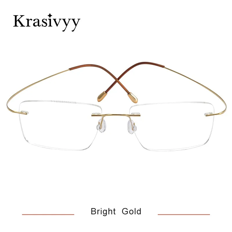 Krasivyy Men's Rimless Square Titanium Eyeglasses Kr6064