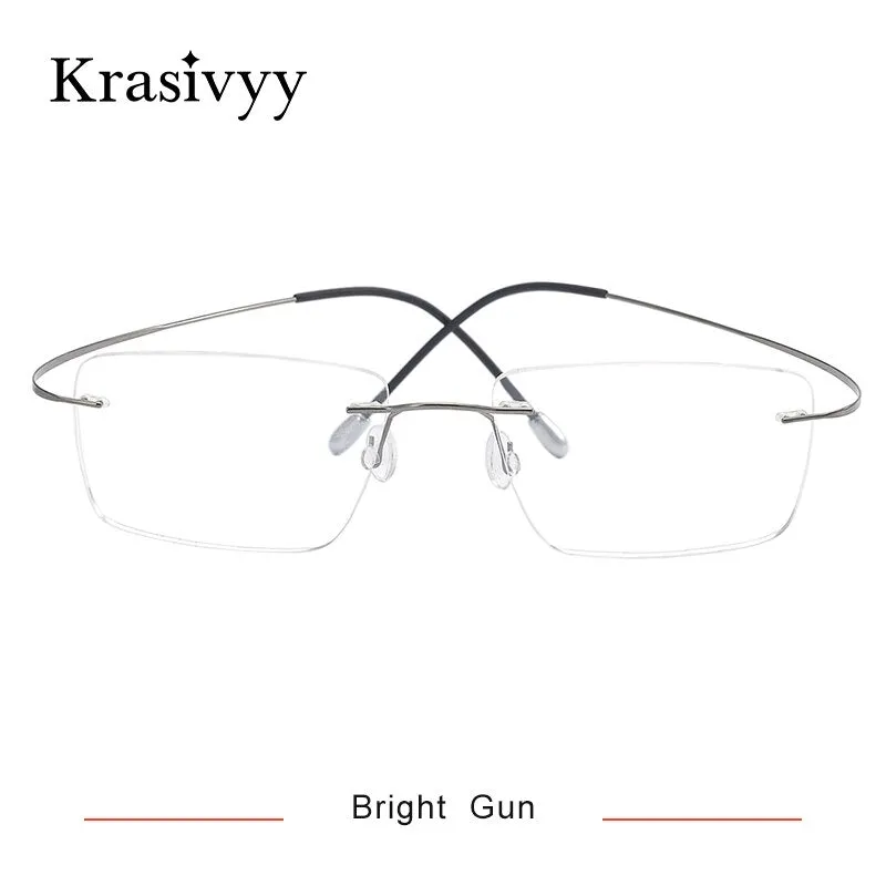 Krasivyy Men's Rimless Square Titanium Eyeglasses Kr6064