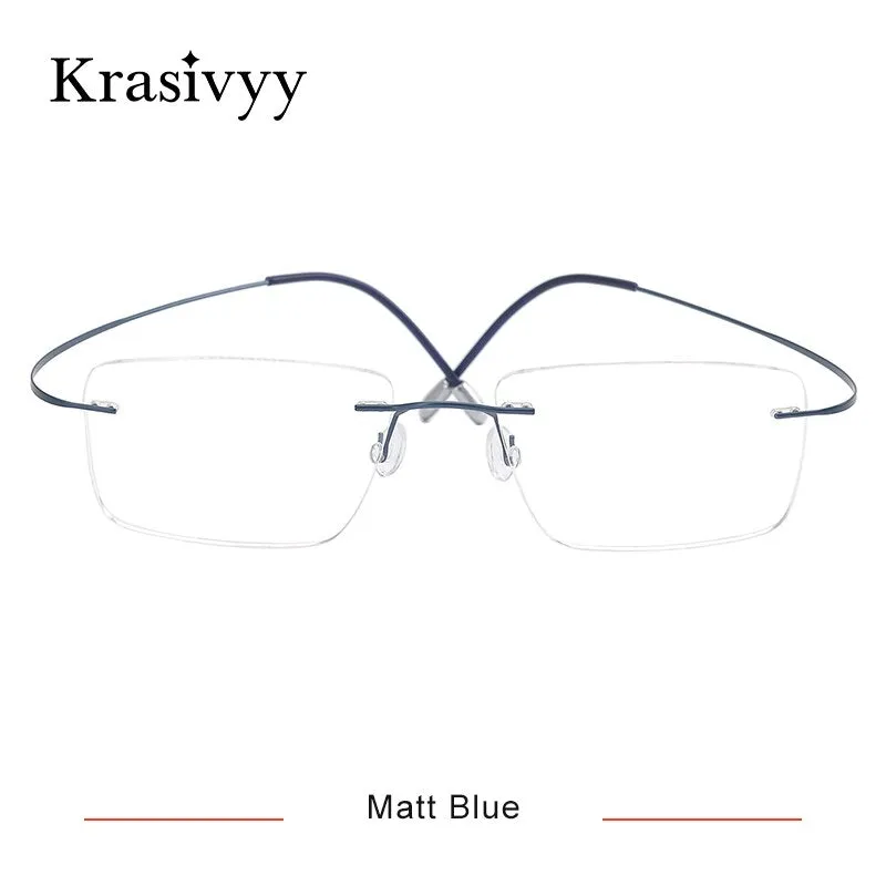 Krasivyy Men's Rimless Square Titanium Eyeglasses Kr6064