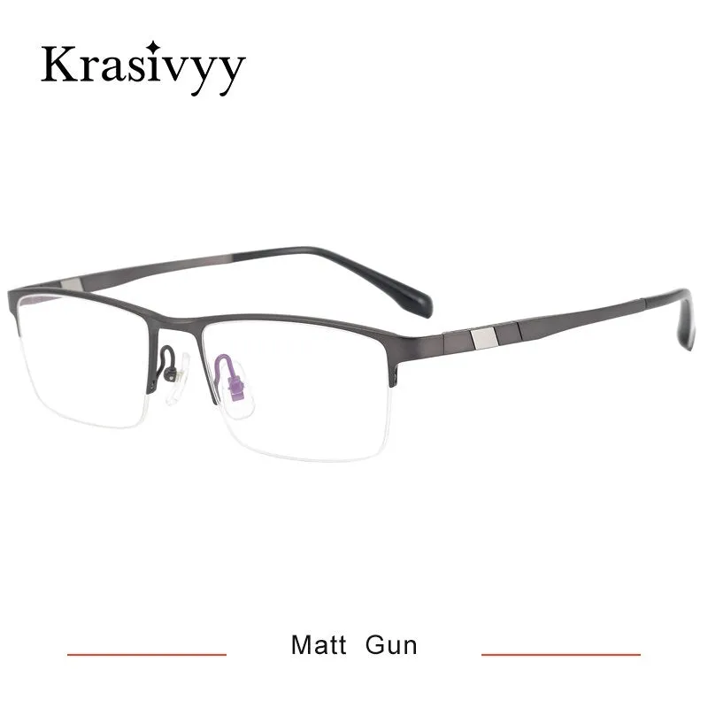 Krasivyy Men's Semi Rim Square Titanium Eyeglasses Kr0279