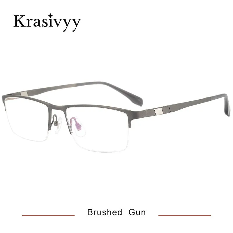 Krasivyy Men's Semi Rim Square Titanium Eyeglasses Kr0279