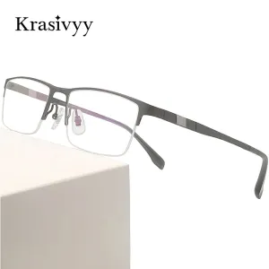 Krasivyy Men's Semi Rim Square Titanium Eyeglasses Kr0279