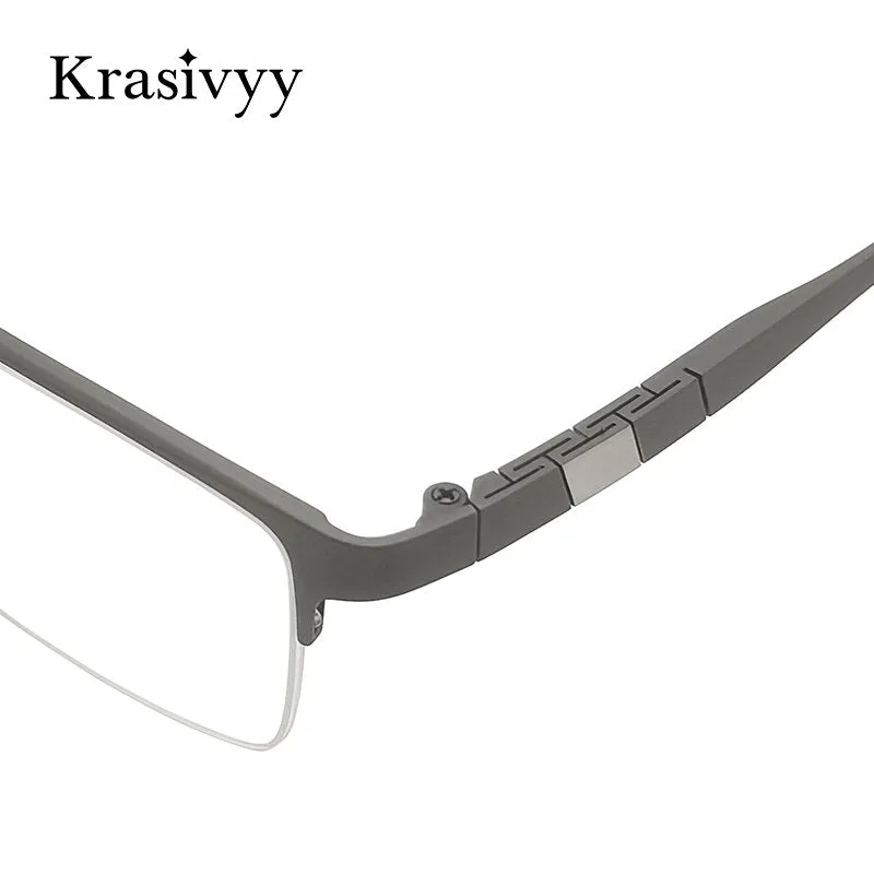 Krasivyy Men's Semi Rim Square Titanium Eyeglasses Kr0279