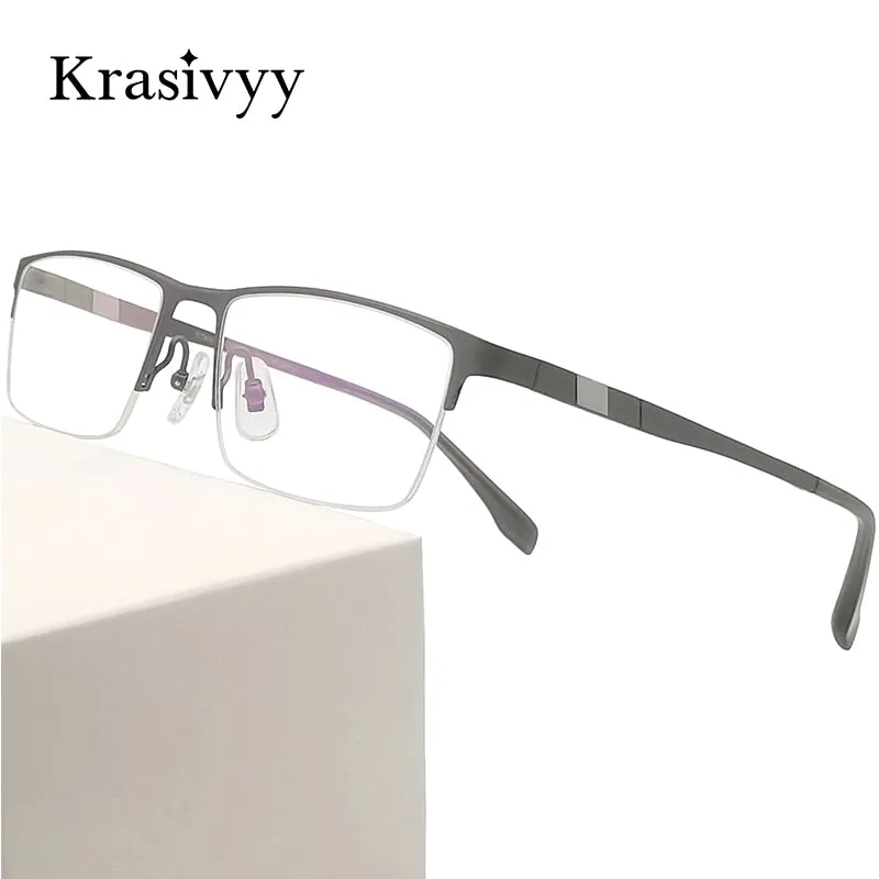 Krasivyy Men's Semi Rim Square Titanium Eyeglasses Kr0279