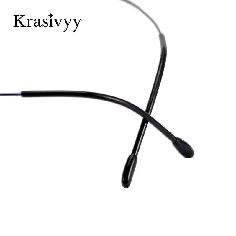 Krasivyy Unisex Rimless Hexagon Flat Top Titanium Eyeglasses Kr618