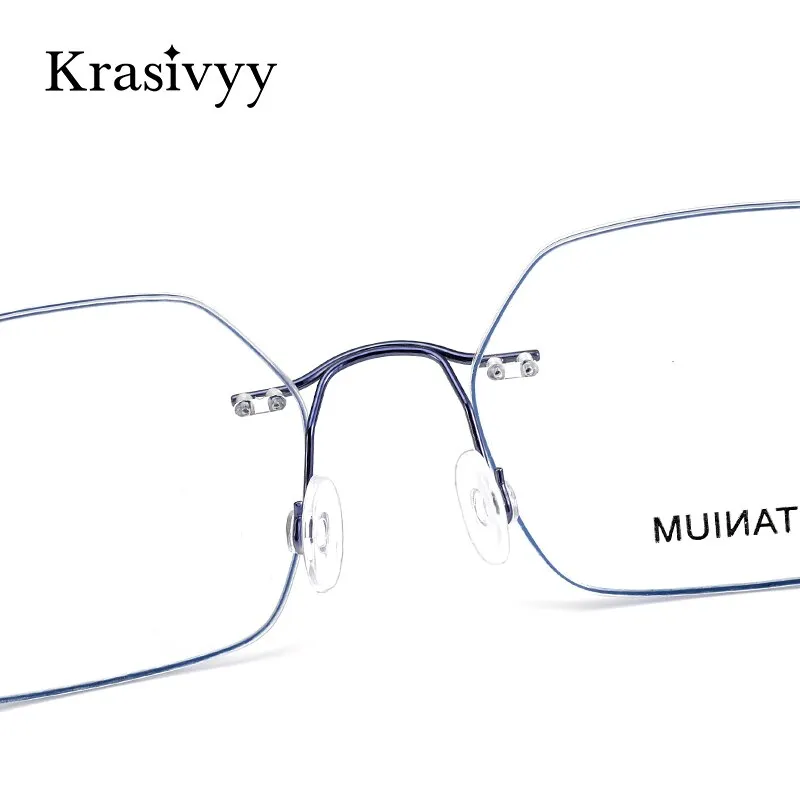 Krasivyy Unisex Rimless Hexagon Flat Top Titanium Eyeglasses Kr618