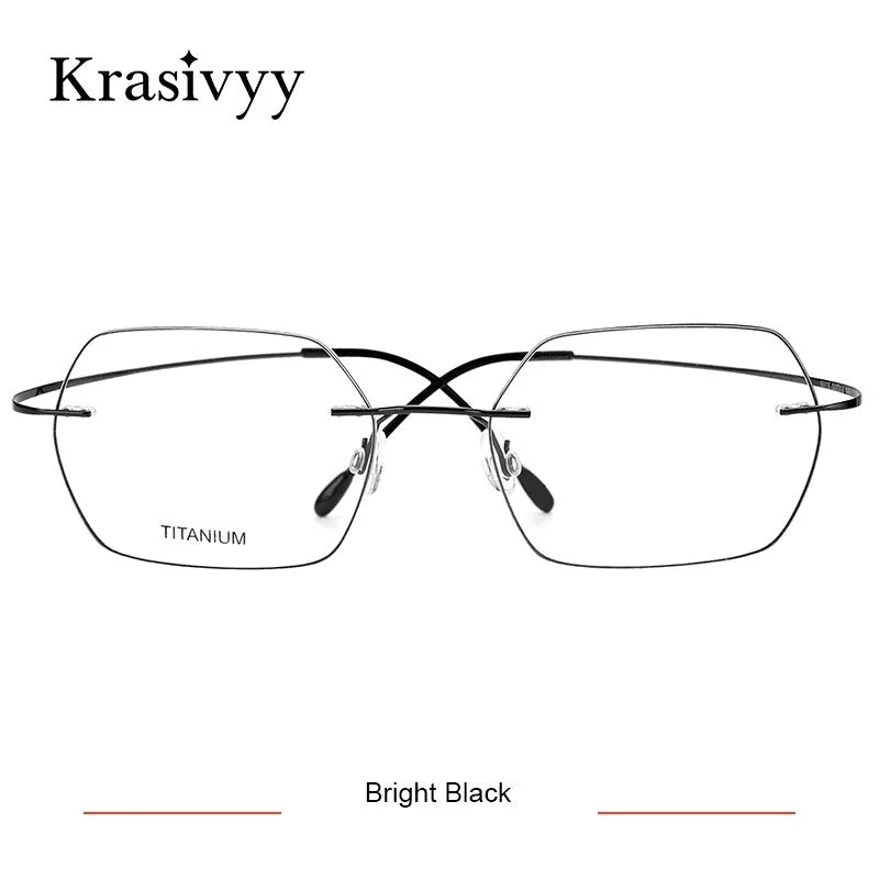 Krasivyy Unisex Rimless Hexagon Flat Top Titanium Eyeglasses Kr618