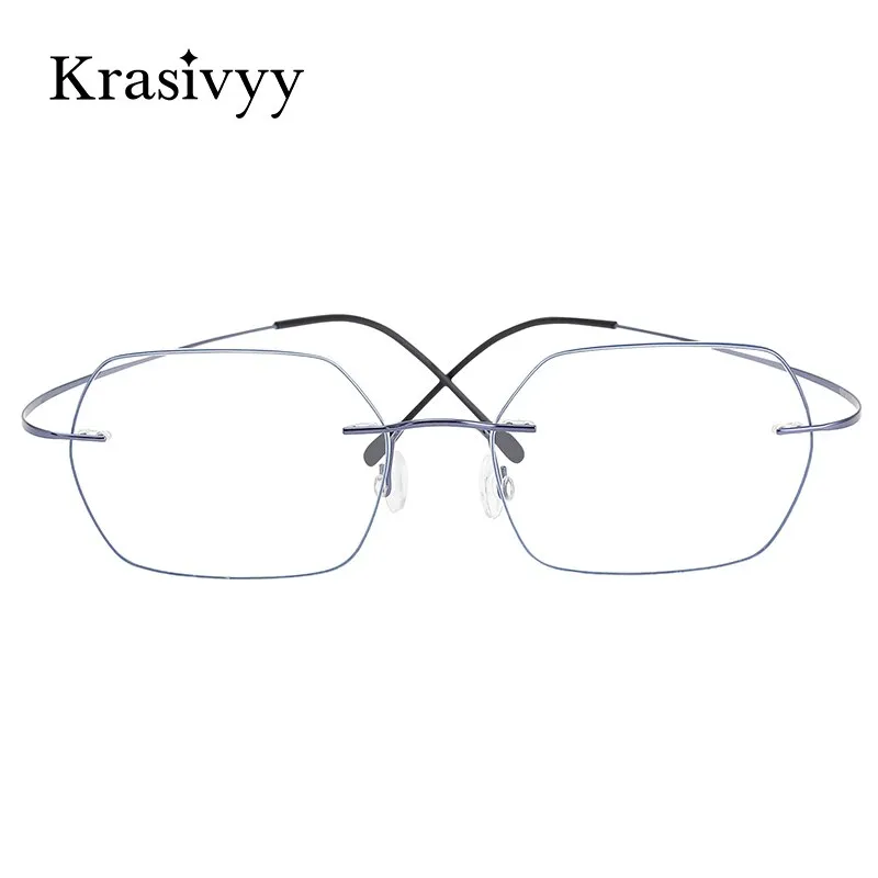 Krasivyy Unisex Rimless Hexagon Flat Top Titanium Eyeglasses Kr618