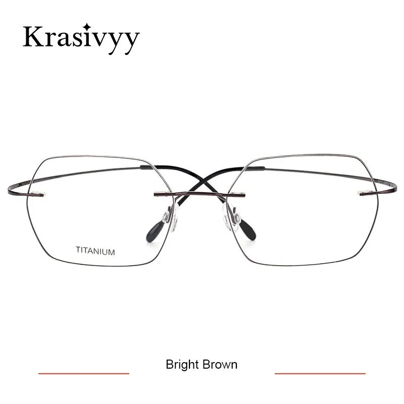 Krasivyy Unisex Rimless Hexagon Flat Top Titanium Eyeglasses Kr618