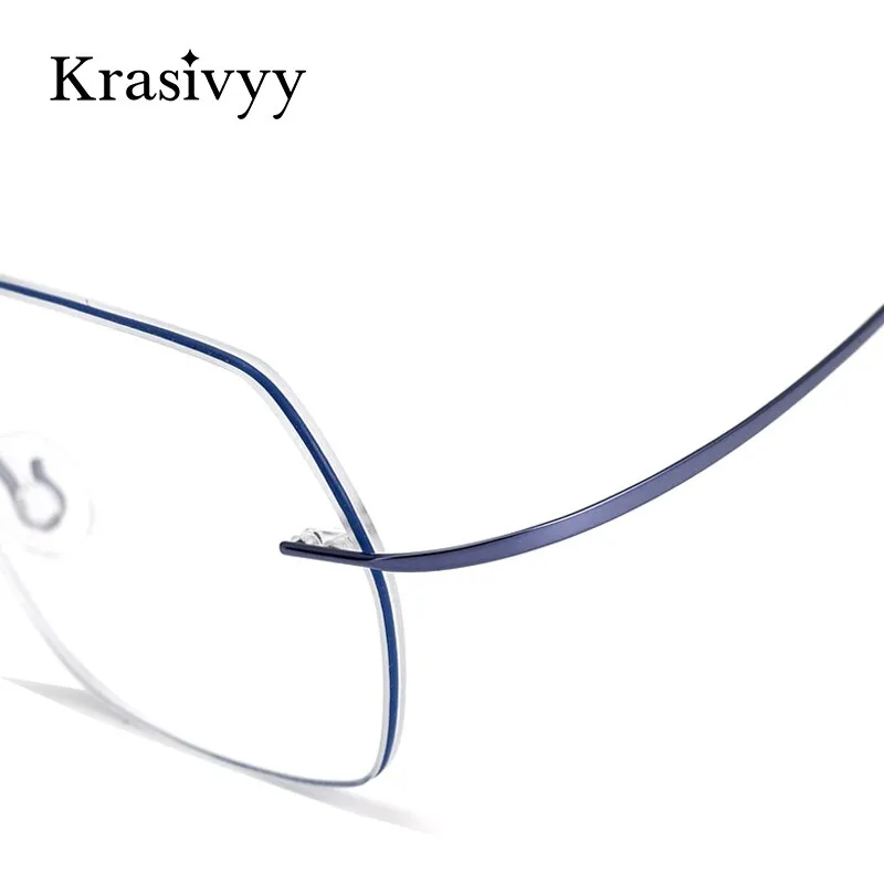 Krasivyy Unisex Rimless Hexagon Flat Top Titanium Eyeglasses Kr618