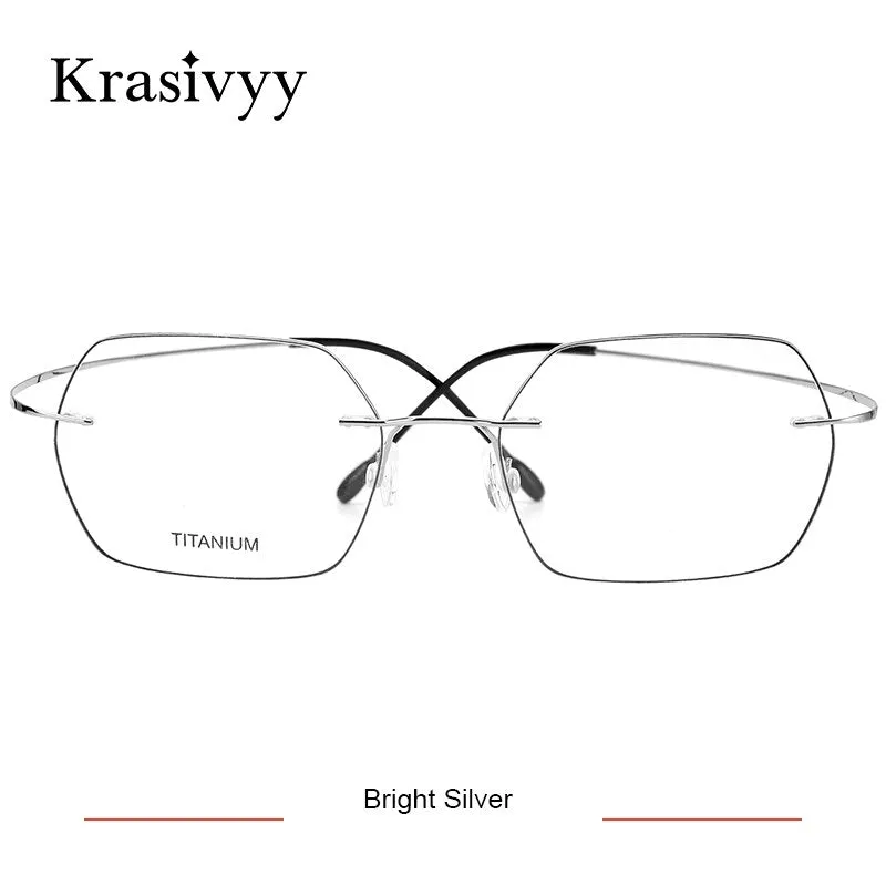 Krasivyy Unisex Rimless Hexagon Flat Top Titanium Eyeglasses Kr618