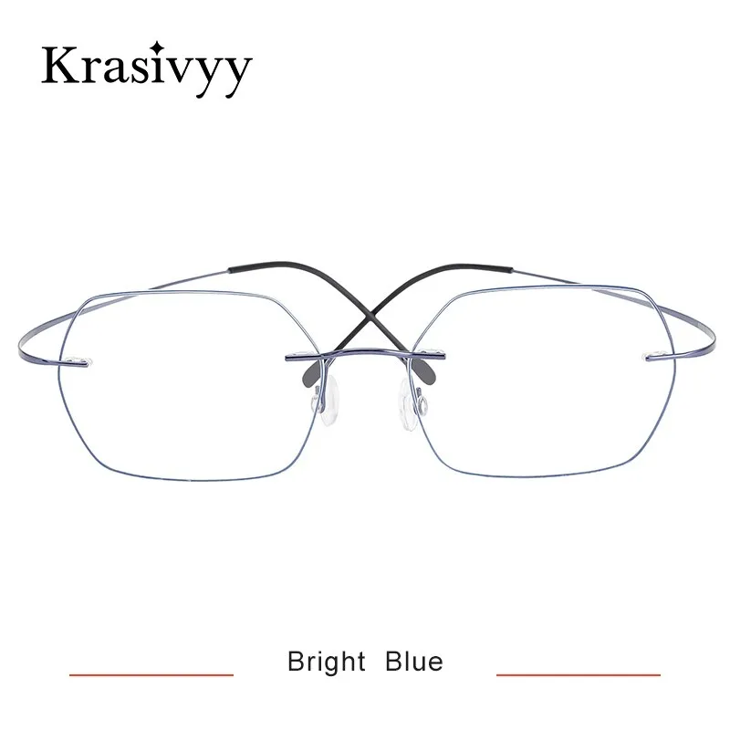 Krasivyy Unisex Rimless Hexagon Flat Top Titanium Eyeglasses Kr618