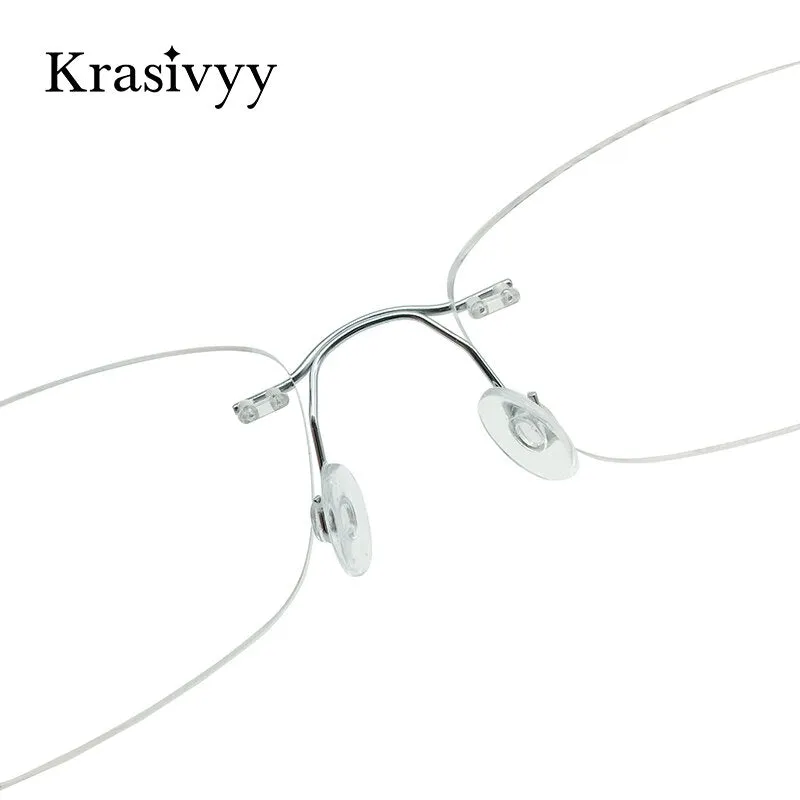 Krasivyy Unisex Rimless Square Titanium Eyeglasses