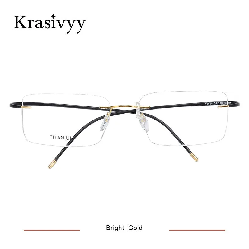 Krasivyy Unisex Rimless Square Titanium Eyeglasses