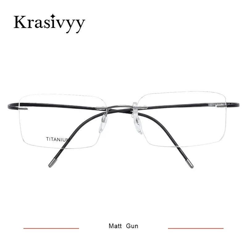 Krasivyy Unisex Rimless Square Titanium Eyeglasses