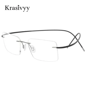 Krasivyy Unisex Rimless Square Titanium Eyeglasses