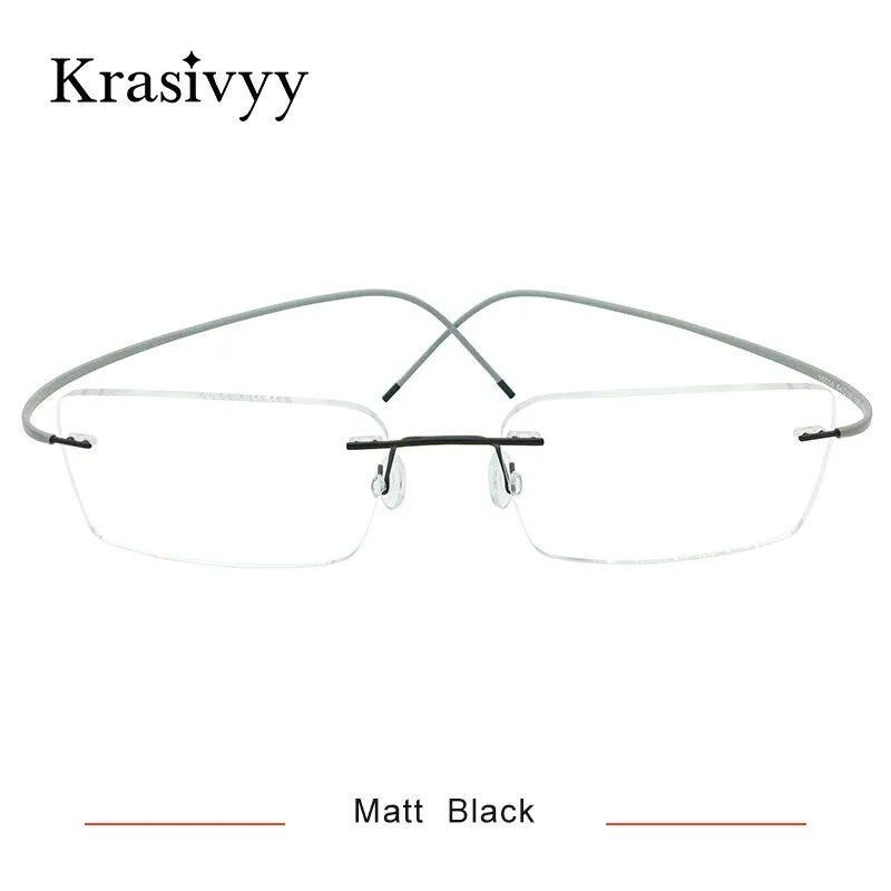 Krasivyy Unisex Rimless Square Titanium Eyeglasses