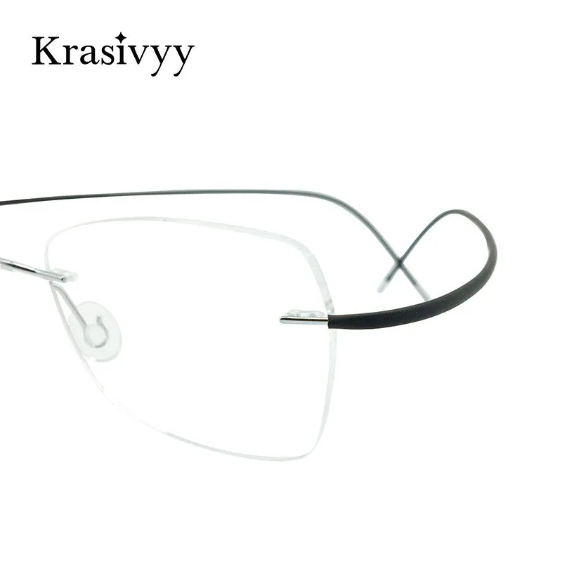 Krasivyy Unisex Rimless Square Titanium Eyeglasses