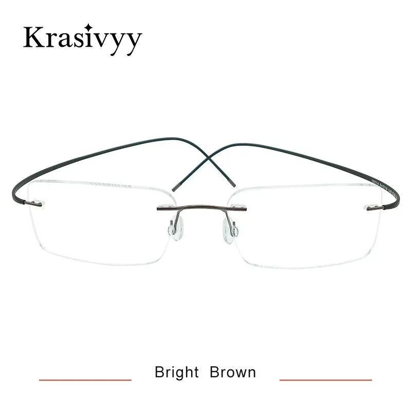 Krasivyy Unisex Rimless Square Titanium Eyeglasses