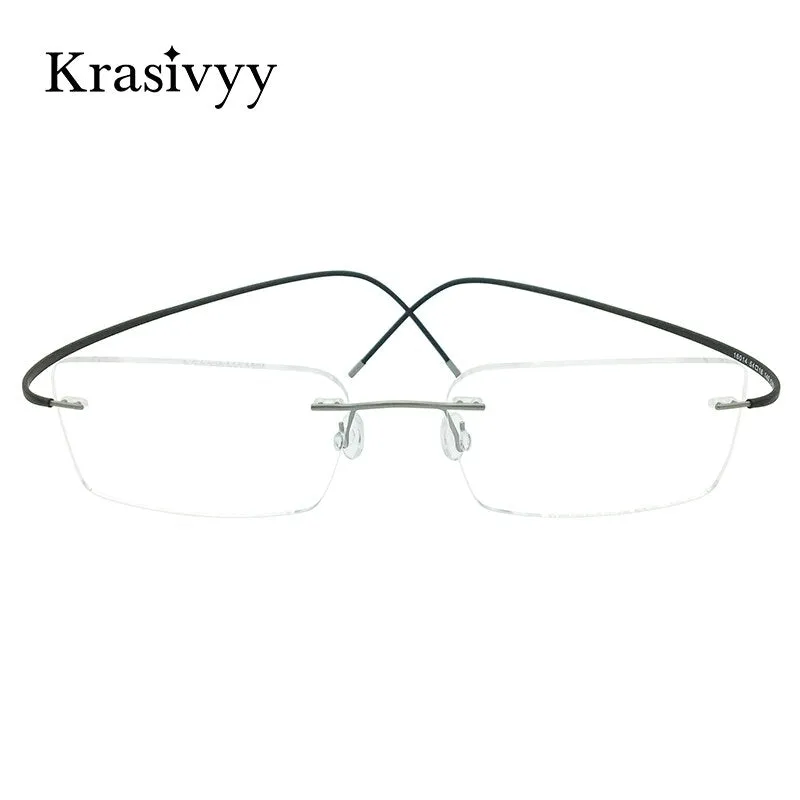 Krasivyy Unisex Rimless Square Titanium Eyeglasses