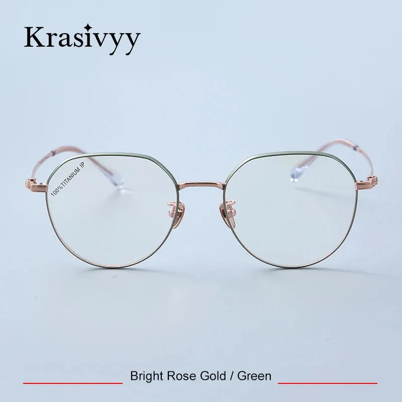 Krasivyy Womens Full Rim Round Titanium Eyeglasses Kr8188