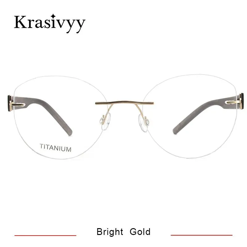 Krasivyy  Women's Rimless Cat Eye Tr 90 Titanium Eyeglasses Kr5535