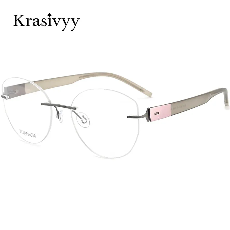 Krasivyy  Women's Rimless Cat Eye Tr 90 Titanium Eyeglasses Kr5535