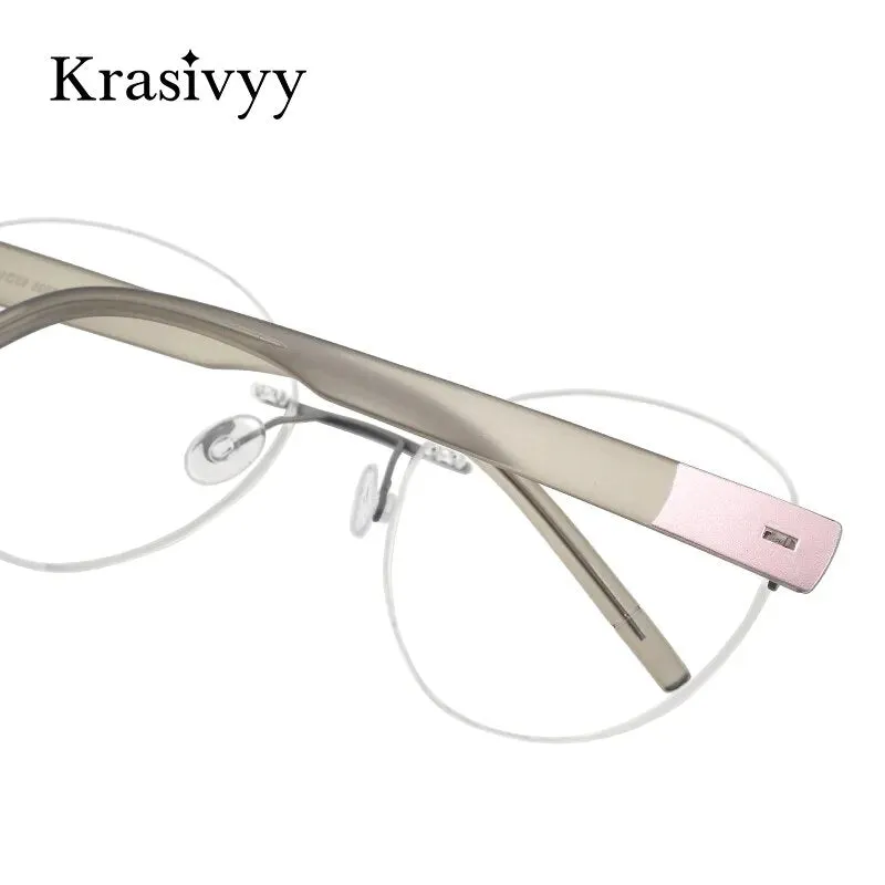 Krasivyy  Women's Rimless Cat Eye Tr 90 Titanium Eyeglasses Kr5535