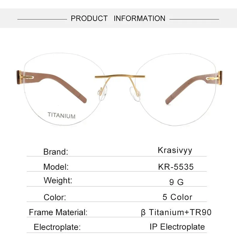 Krasivyy  Women's Rimless Cat Eye Tr 90 Titanium Eyeglasses Kr5535