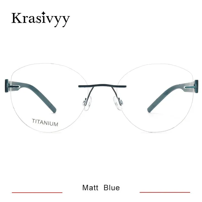 Krasivyy  Women's Rimless Cat Eye Tr 90 Titanium Eyeglasses Kr5535