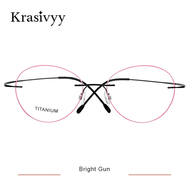 Krasivyy Women's Rimless Round Titanium Eyeglasses Kr619