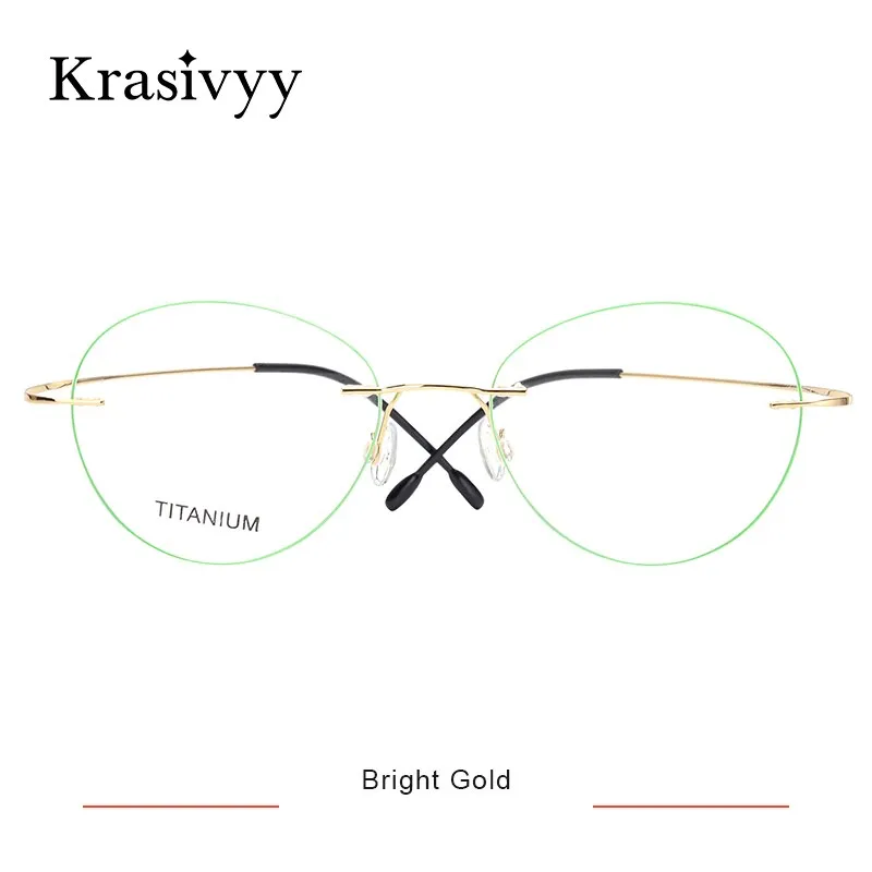 Krasivyy Women's Rimless Round Titanium Eyeglasses Kr619