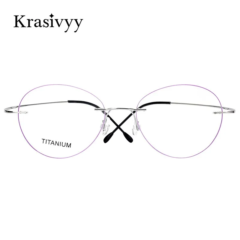 Krasivyy Women's Rimless Round Titanium Eyeglasses Kr619