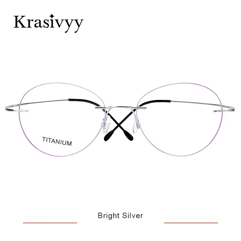 Krasivyy Women's Rimless Round Titanium Eyeglasses Kr619