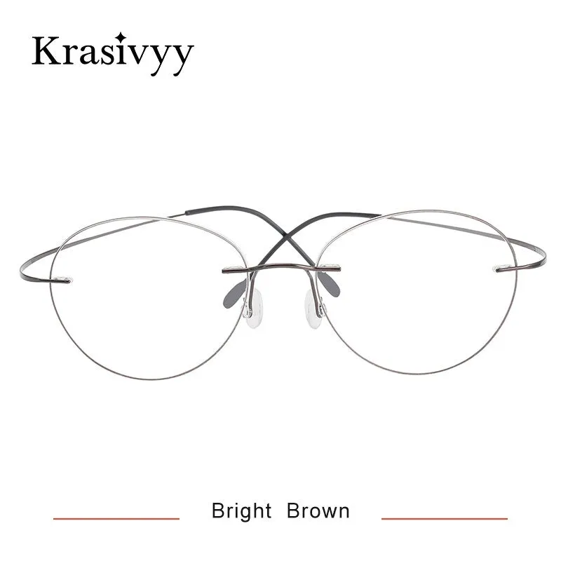 Krasivyy Women's Rimless Round Titanium Eyeglasses Kr619