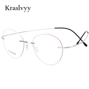 Krasivyy Women's Rimless Round Titanium Eyeglasses Kr619