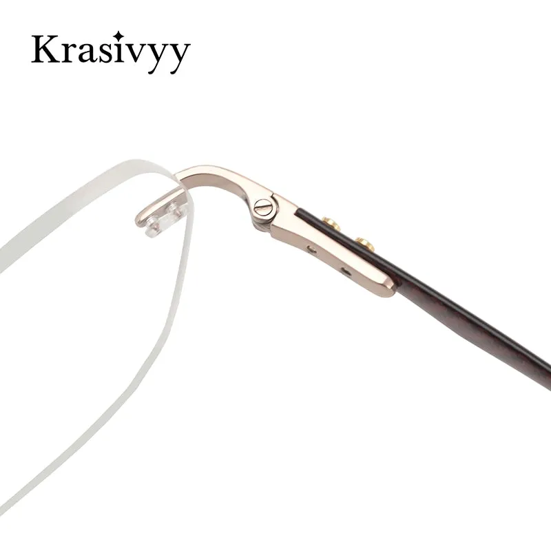 Krasivyy Women's Rimless Square Cat Eye Carbon Fiber Titanium Eyeglasses Kr16026