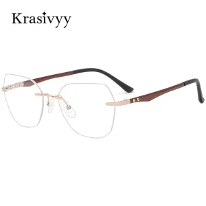 Krasivyy Women's Rimless Square Cat Eye Carbon Fiber Titanium Eyeglasses Kr16026